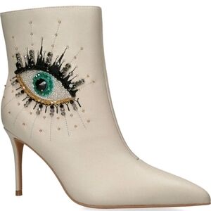Kurt Geiger Belgravia White Cream Ankle Boots with Eye Design Size 6 New